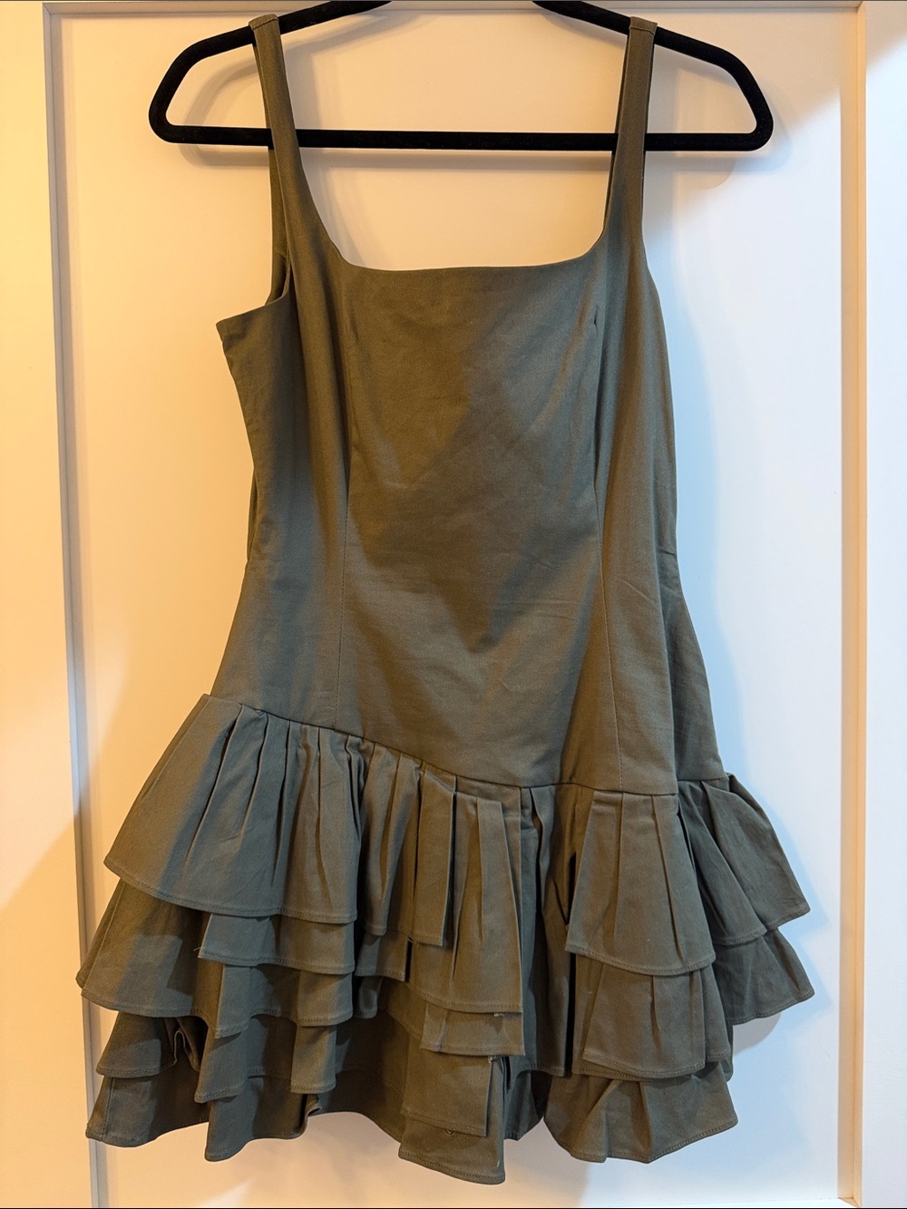 Olive Green Tiered Ruffle Mini Romper